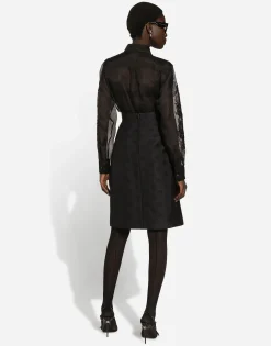 Organza shirt with lace appliqués