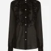 Organza shirt with shirt front and ruffles