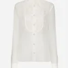 Organza shirt with shirt front and ruffles
