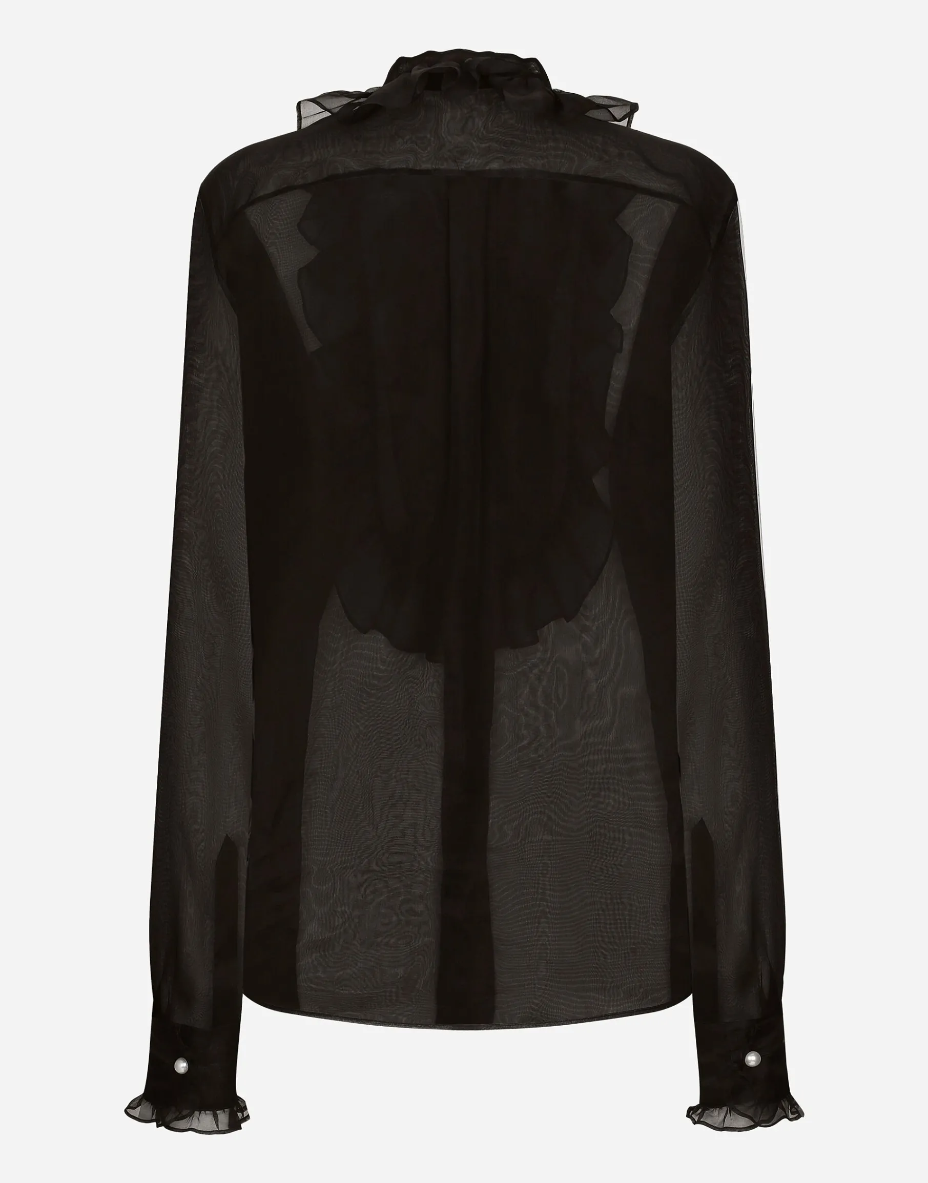 Organza shirt with shirt front and ruffles