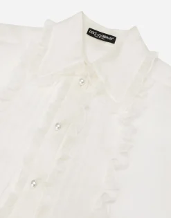 Organza shirt with shirt front and ruffles