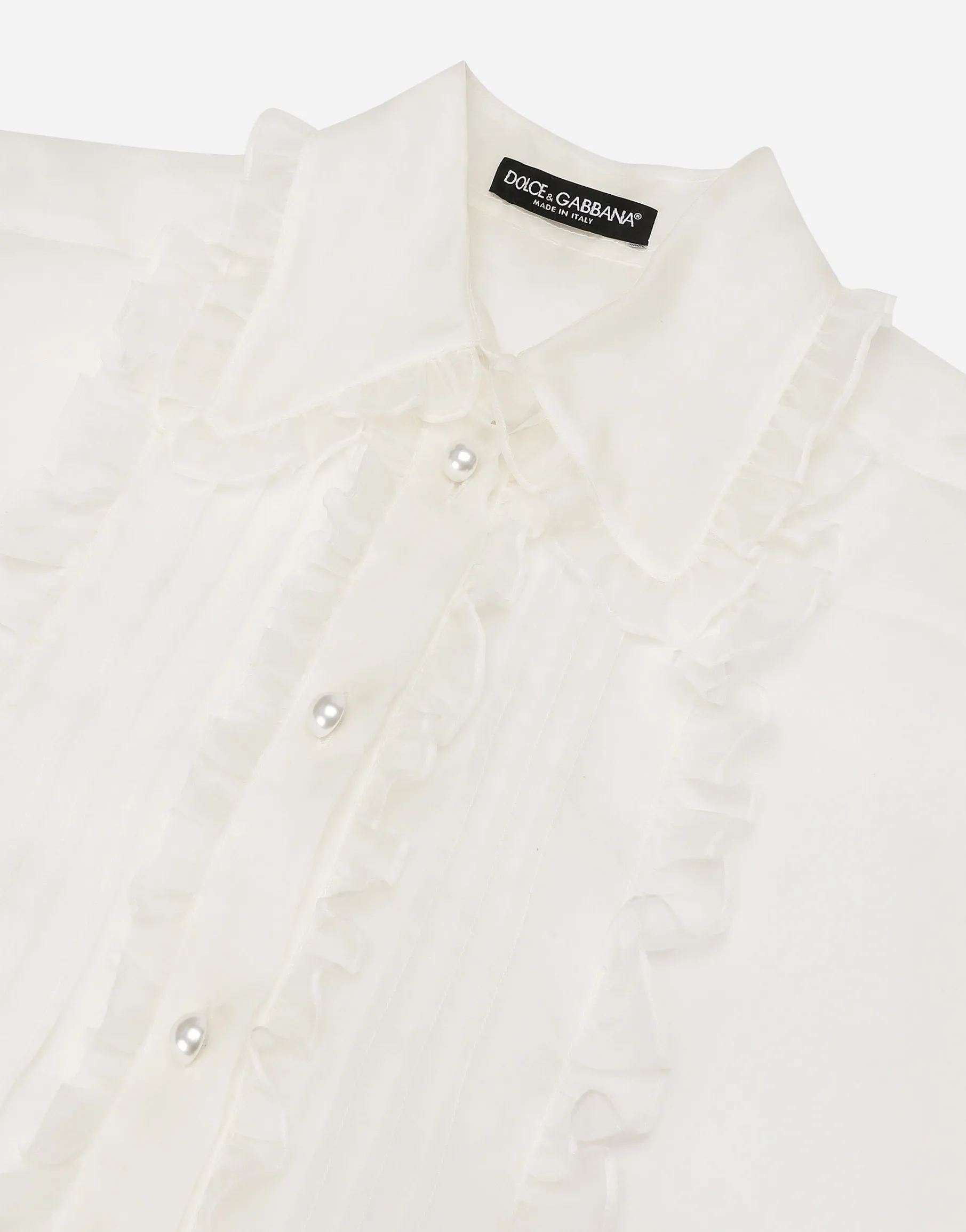 Organza shirt with shirt front and ruffles