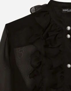 Organza shirt with shirt front and ruffles
