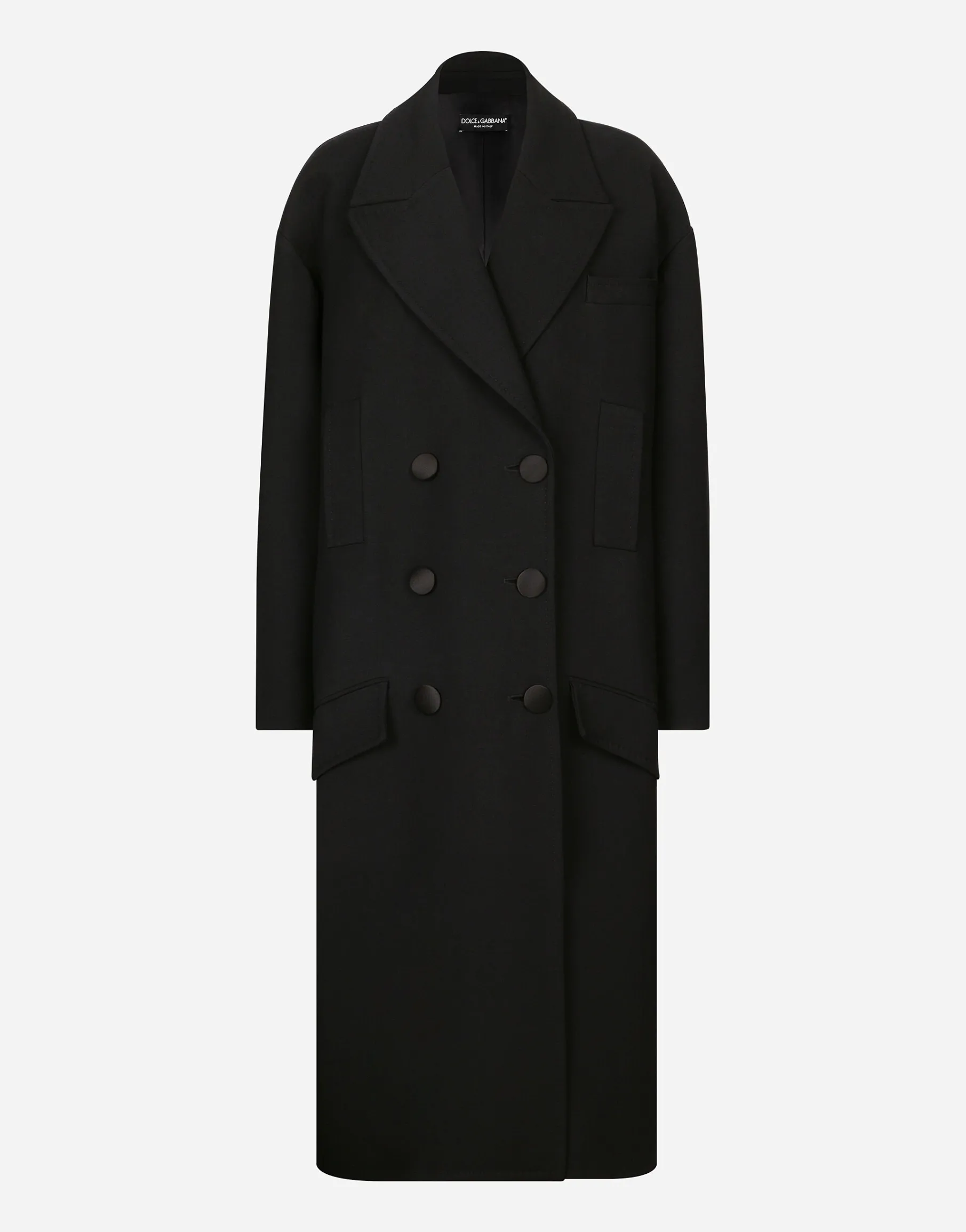 Oversize coat in double wool crepe