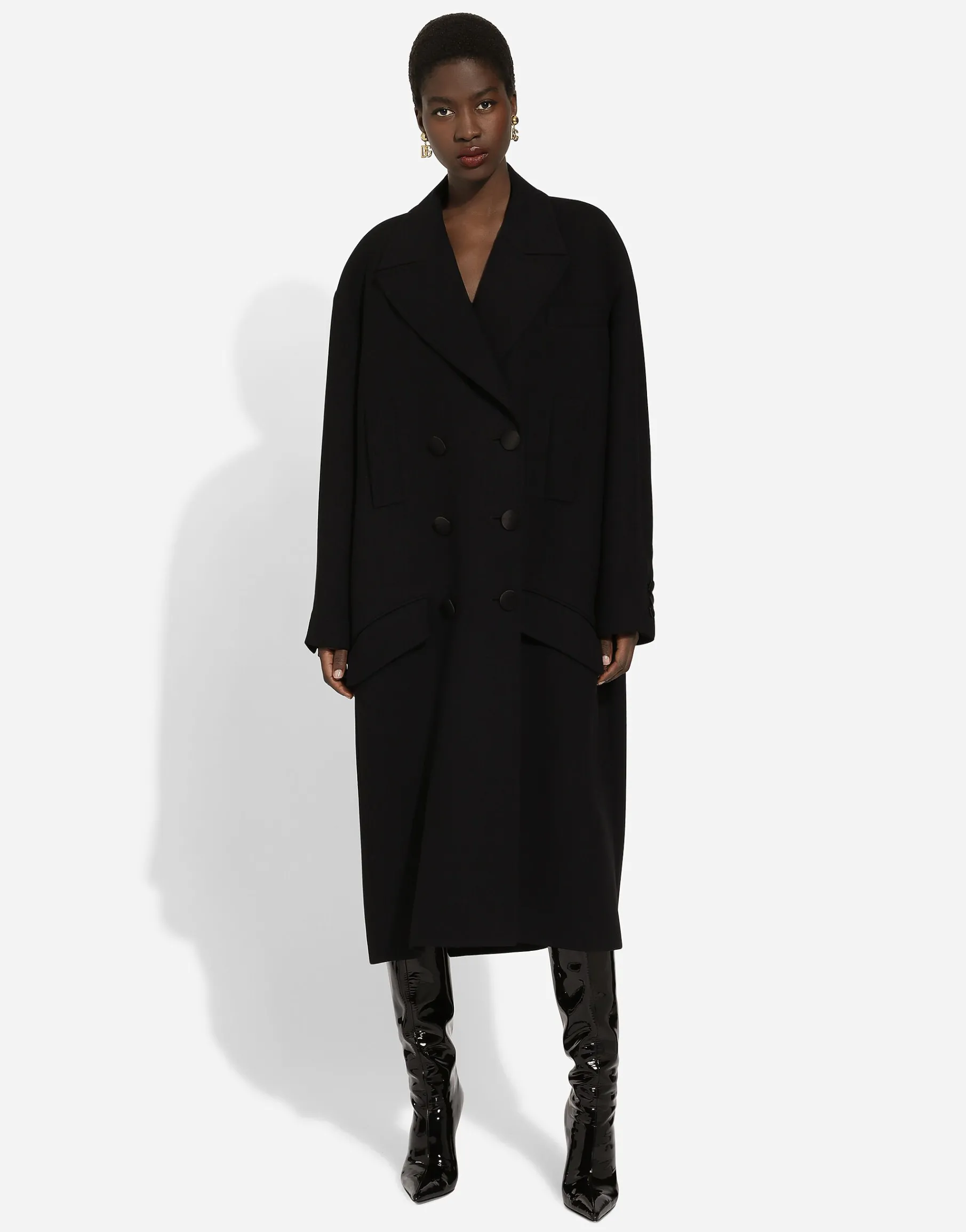 Oversize coat in double wool crepe