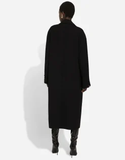 Oversize coat in double wool crepe