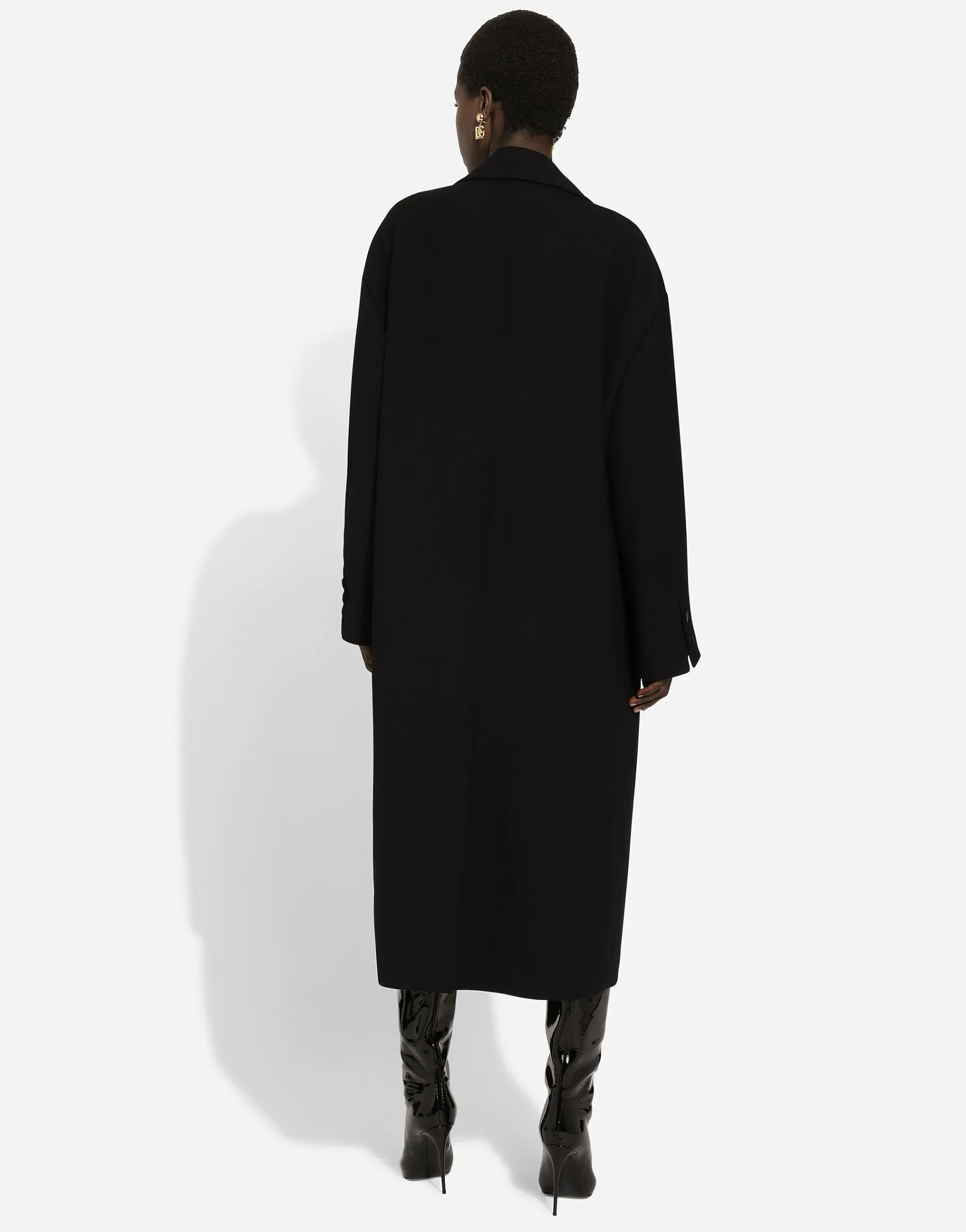 Oversize coat in double wool crepe