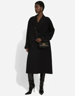 Oversize coat in double wool crepe