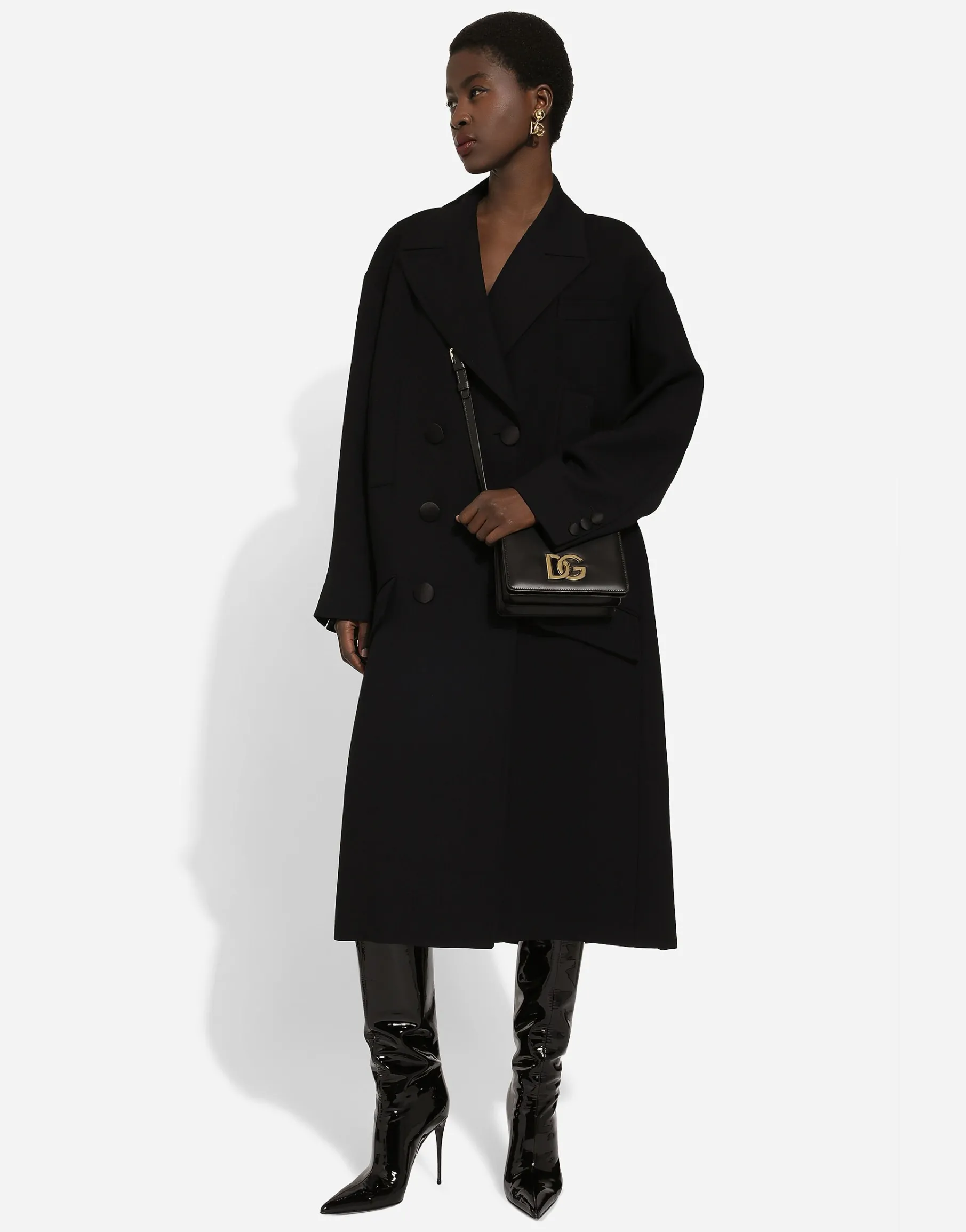 Oversize coat in double wool crepe