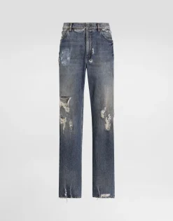 Oversize cotton jeans with tag