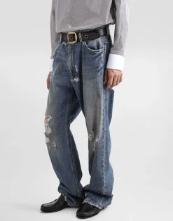 Oversize cotton jeans with tag