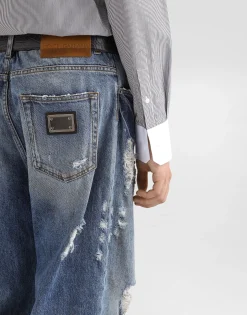 Oversize cotton jeans with tag