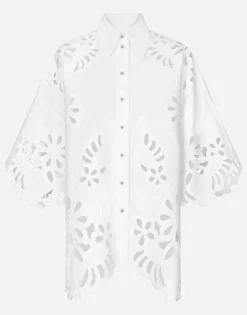 Oversize cotton shirt with cut-out detailing