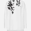 Oversize cotton shirt with lace appliqués