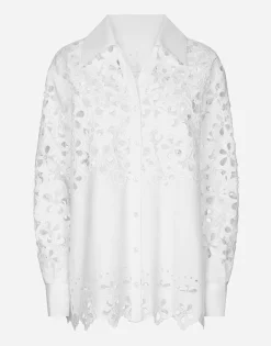 Oversize cotton shirt with cut-out detailing