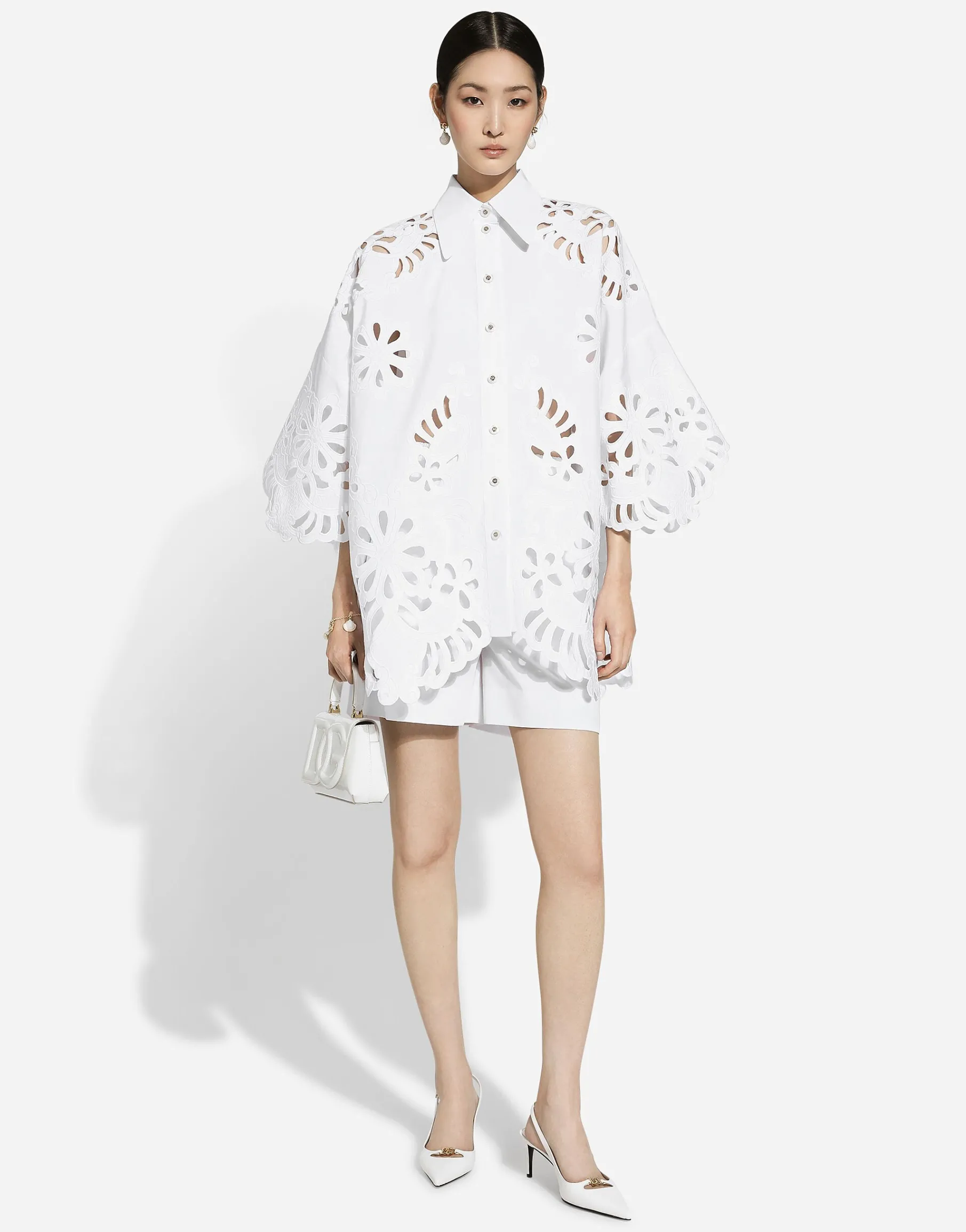 Oversize cotton shirt with cut-out detailing