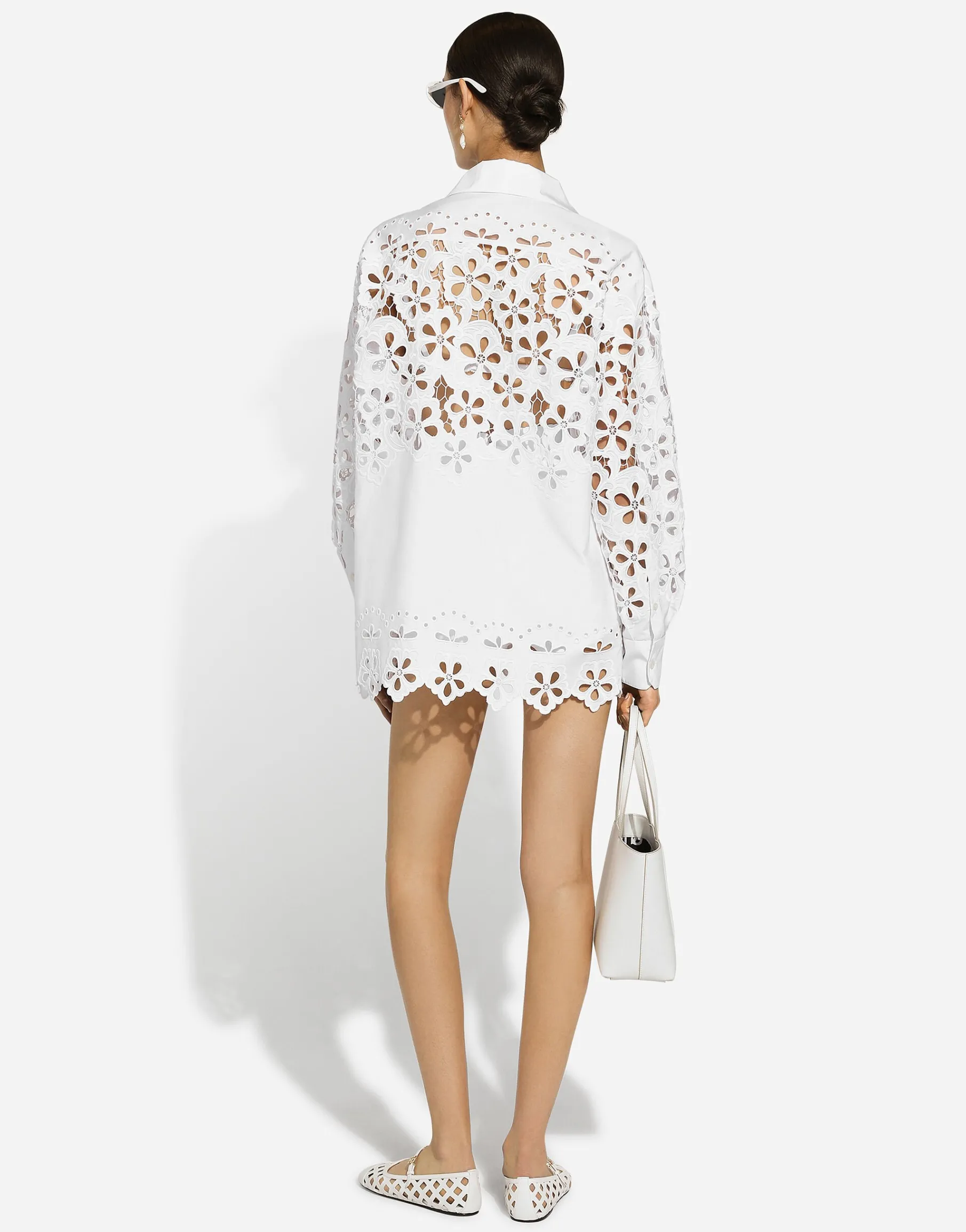 Oversize cotton shirt with cut-out detailing