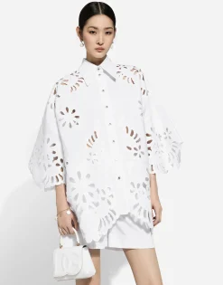 Oversize cotton shirt with cut-out detailing