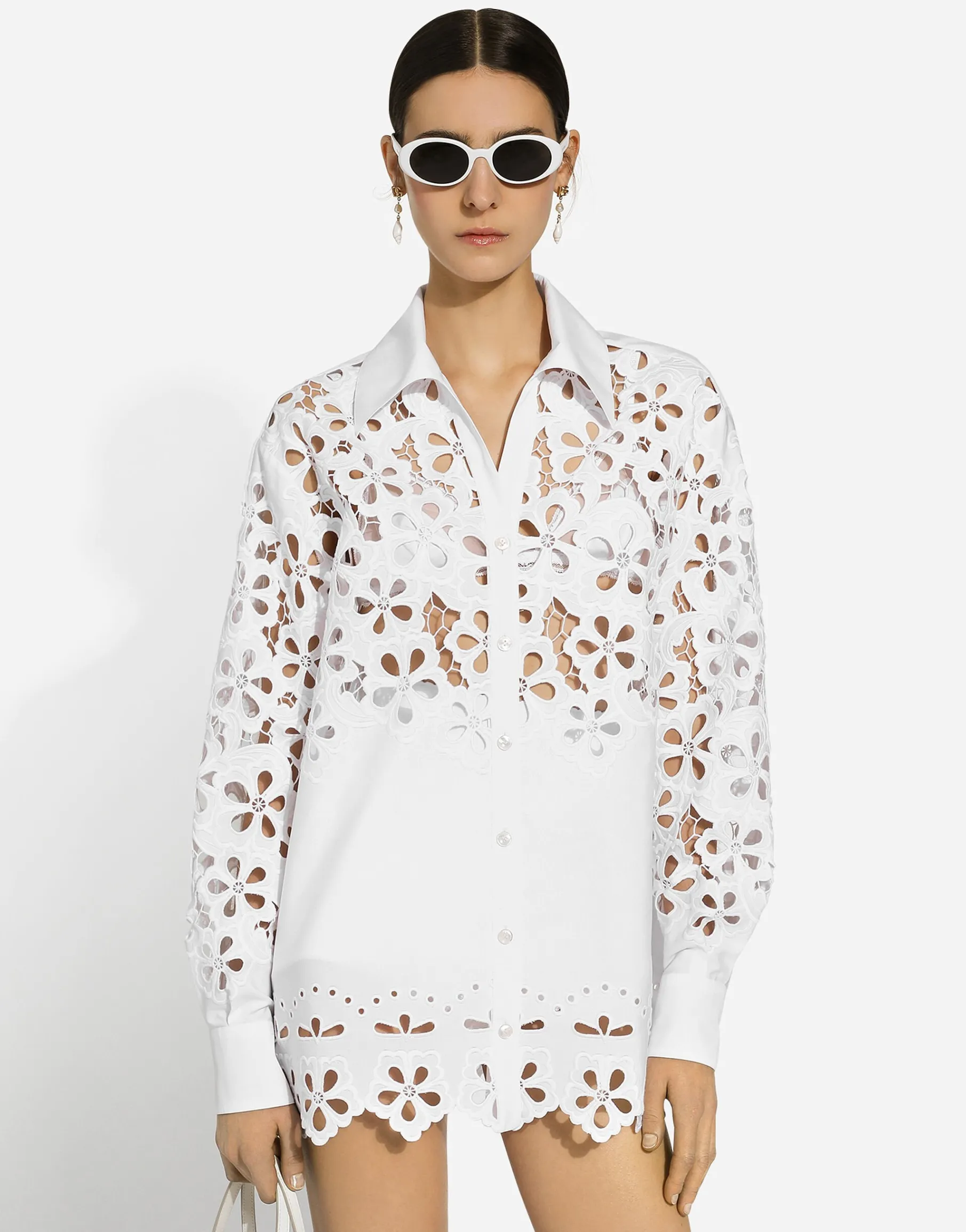 Oversize cotton shirt with cut-out detailing
