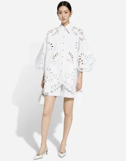Oversize cotton shirt with cut-out detailing