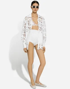 Oversize cotton shirt with cut-out detailing