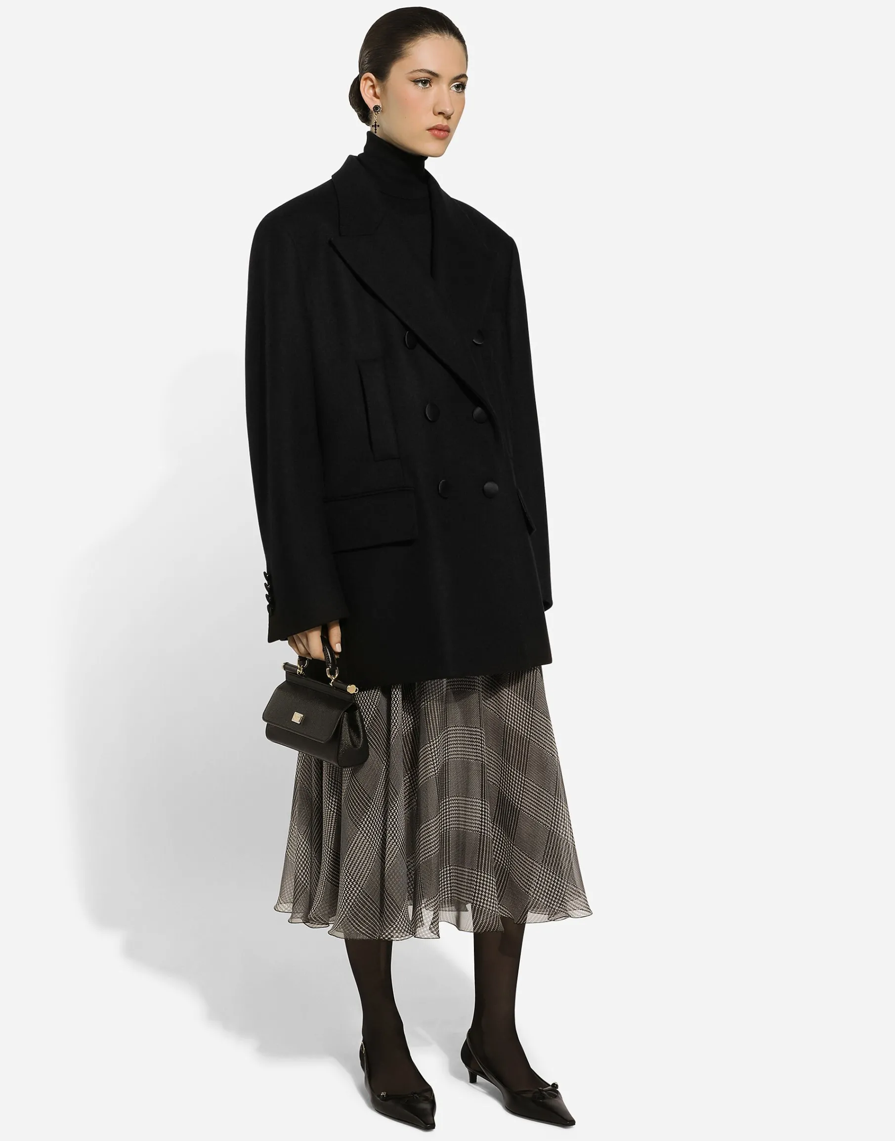 Oversize double-breasted wool baize jacket