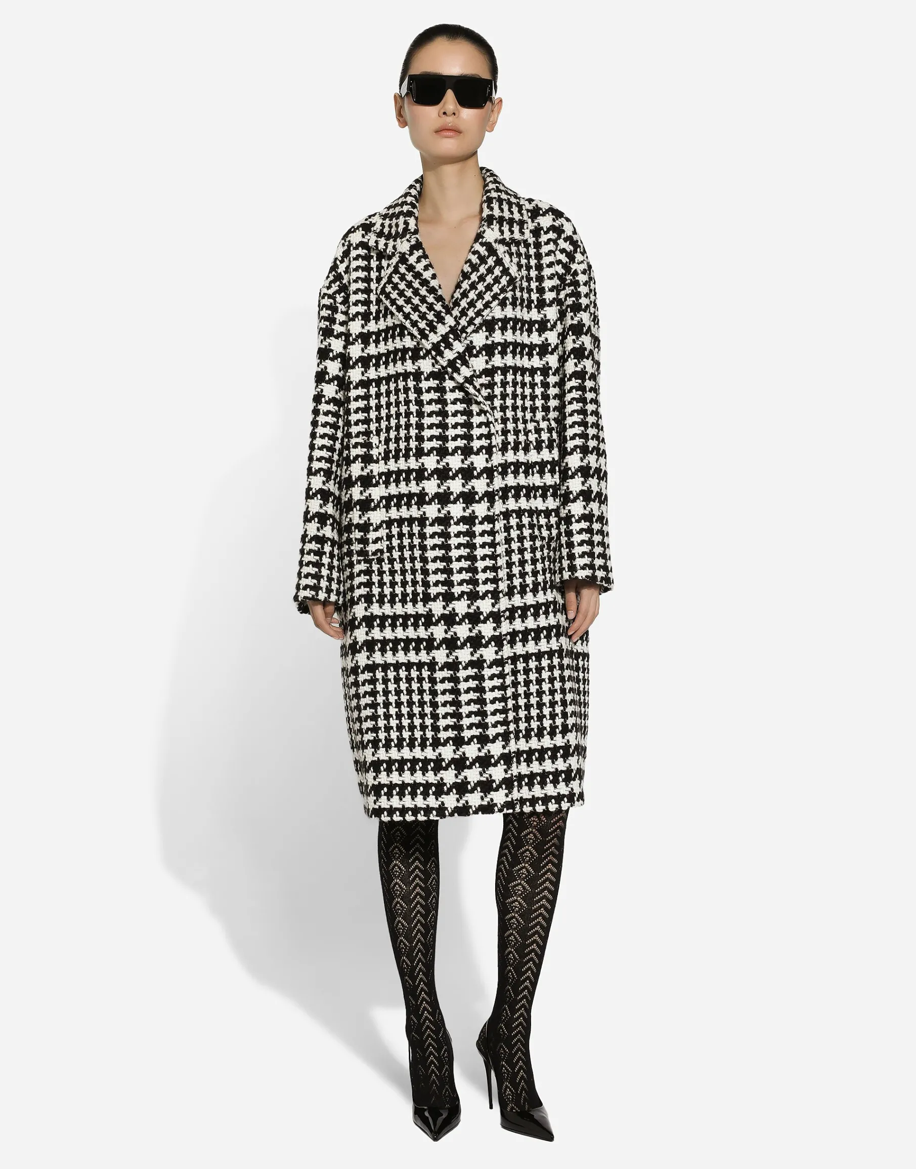 Oversize houndstooth coat