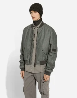 Oversize linen bomber jacket