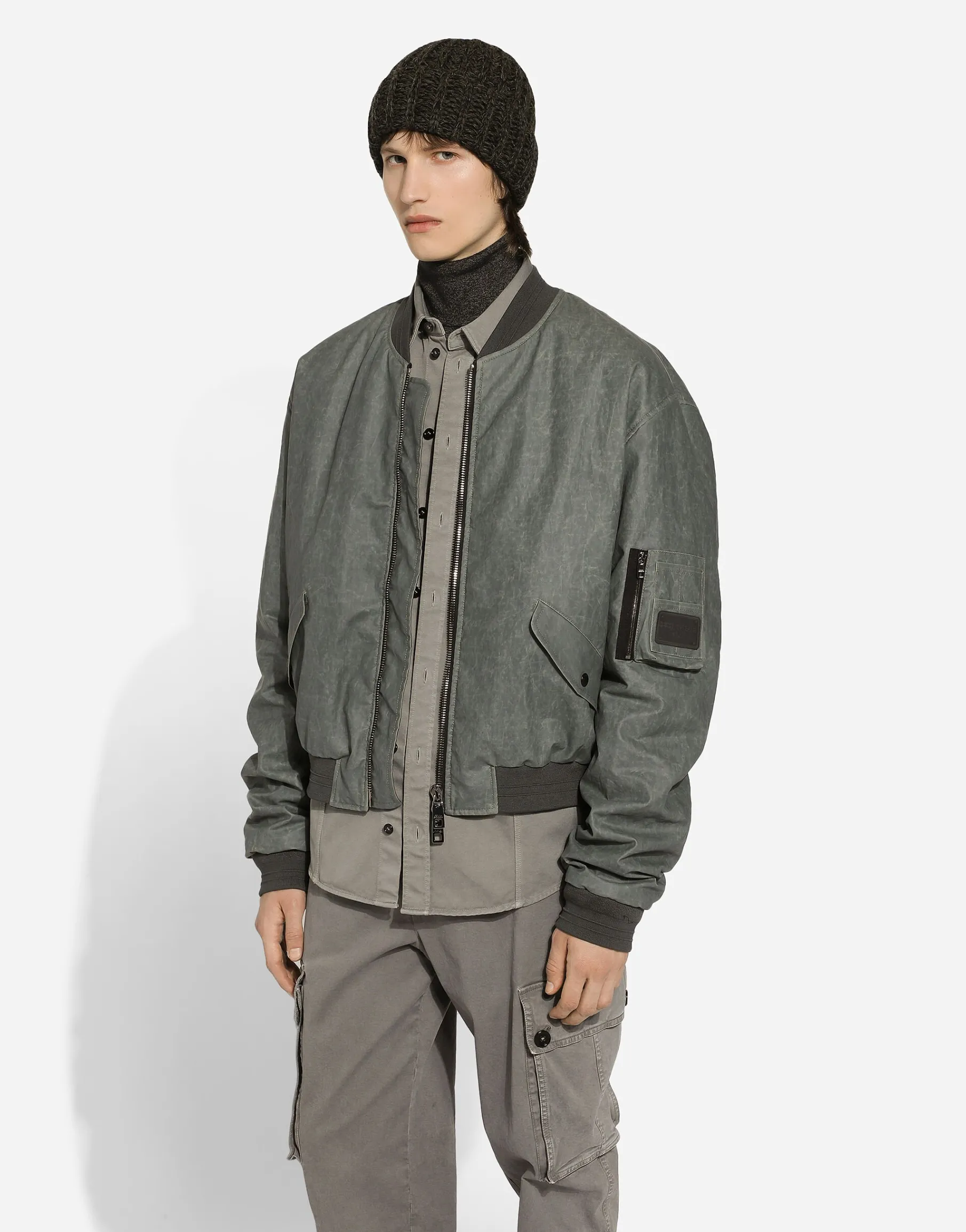 Oversize linen bomber jacket