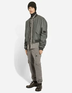 Oversize linen bomber jacket