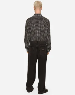 Oversize poplin shirt with DG logo print
