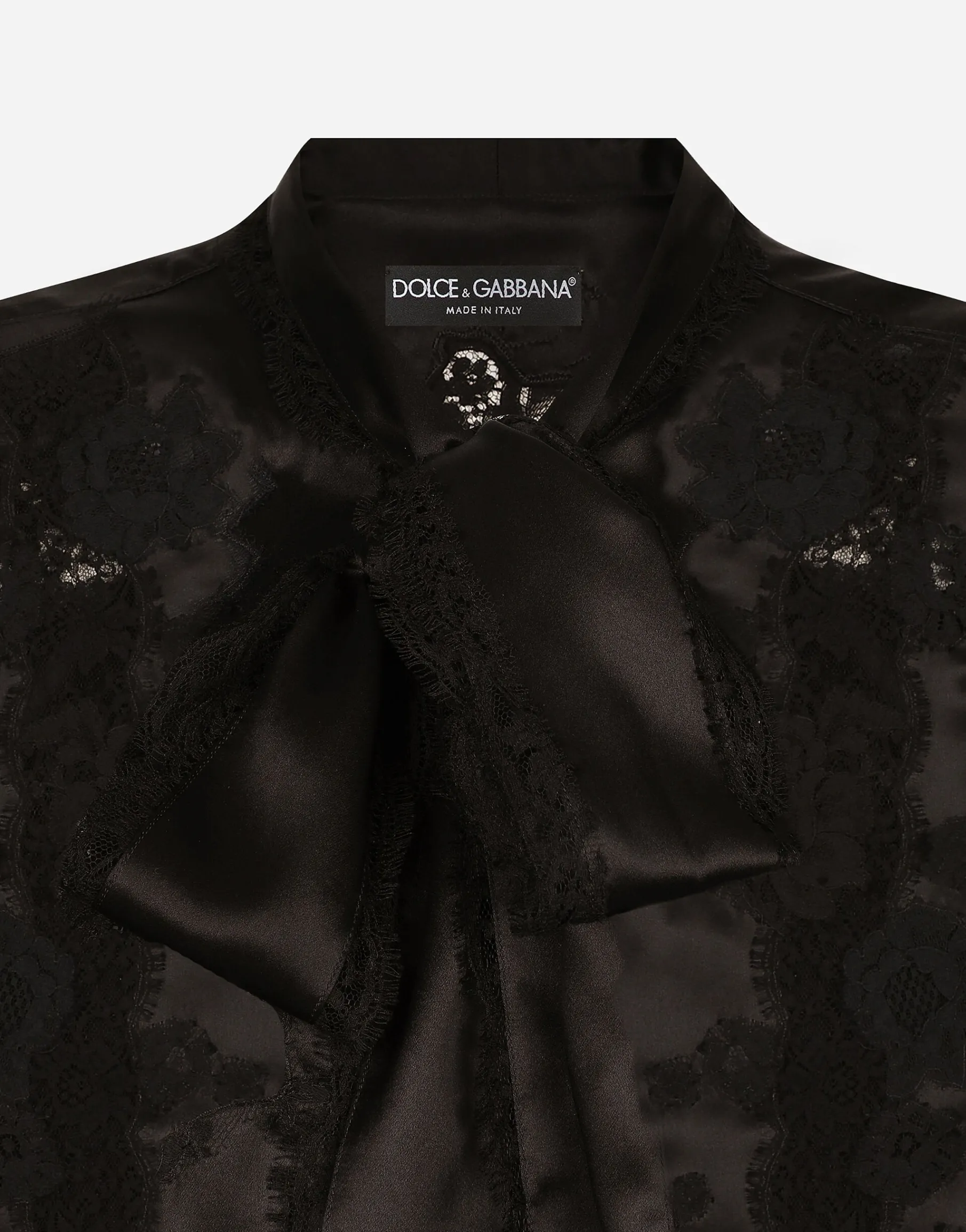 Oversize silk satin and lace shirt