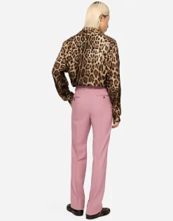 Oversize silk shirt with leopard print