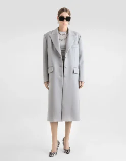 Oversize single-breasted cashmere baize coat