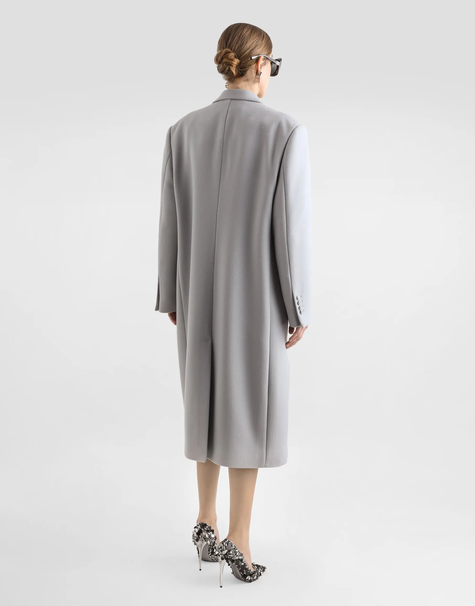 Oversize single-breasted cashmere baize coat