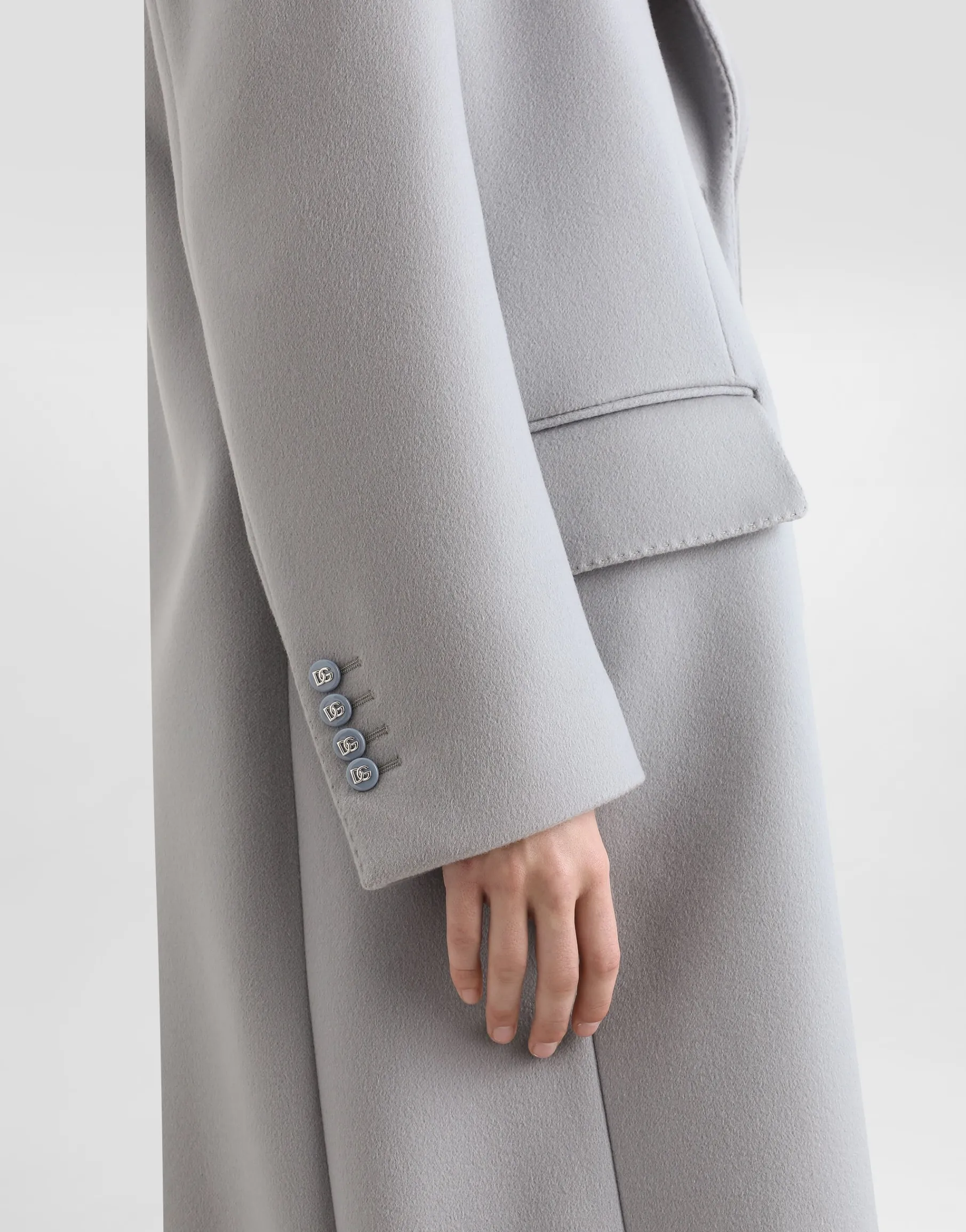 Oversize single-breasted cashmere baize coat