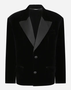 Oversize single-breasted velvet jacket