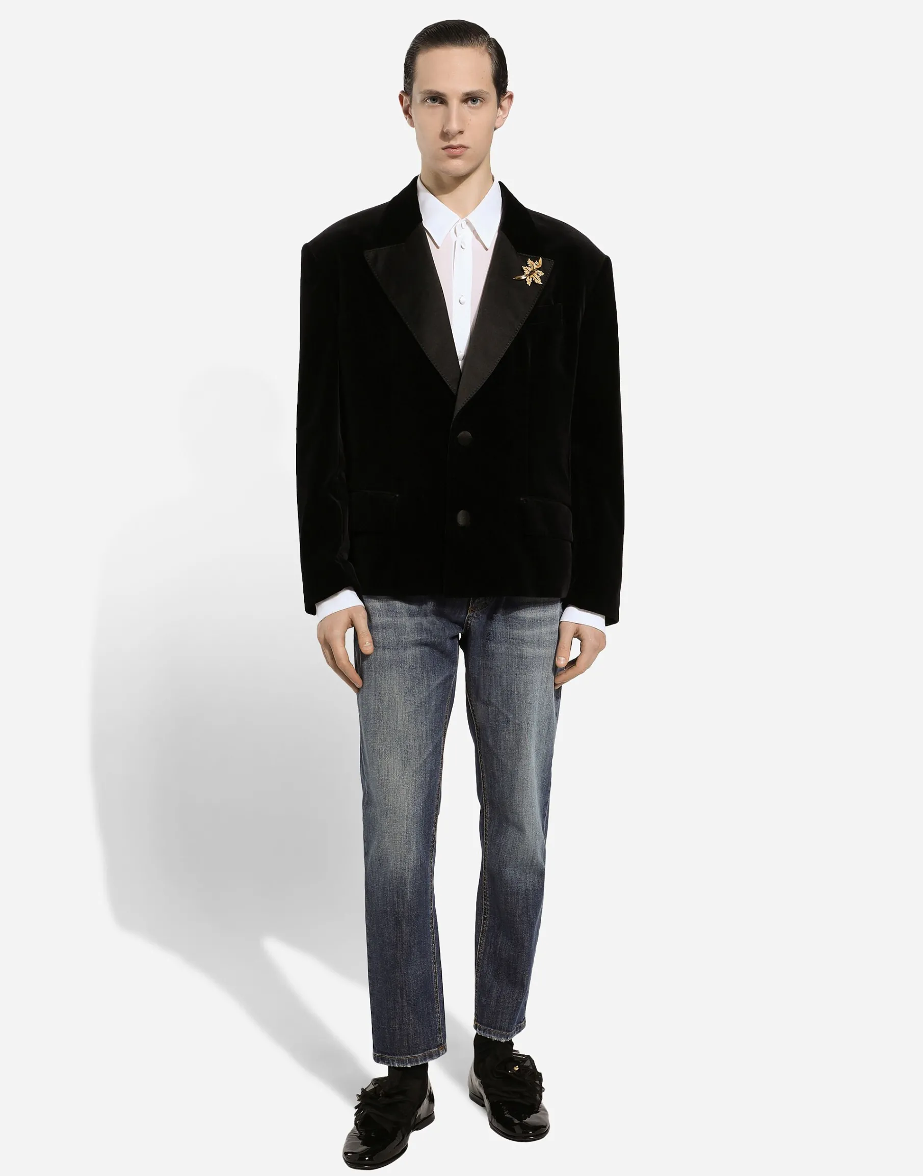 Oversize single-breasted velvet jacket