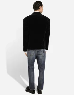 Oversize single-breasted velvet jacket