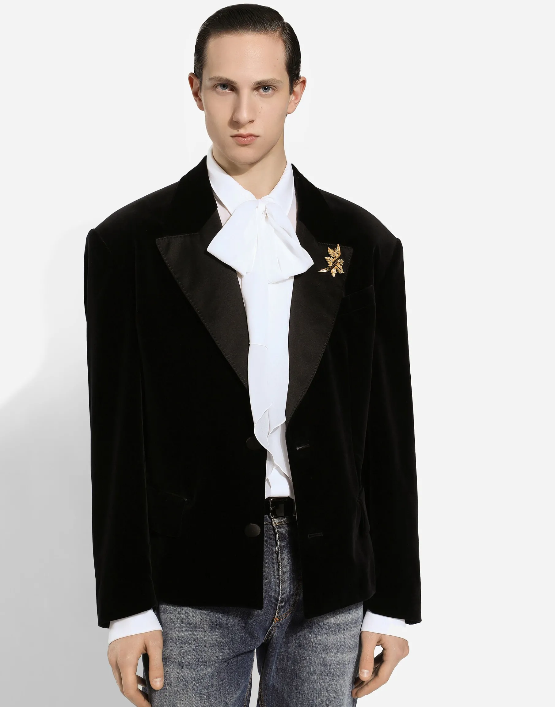 Oversize single-breasted velvet jacket