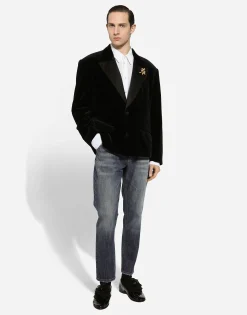 Oversize single-breasted velvet jacket