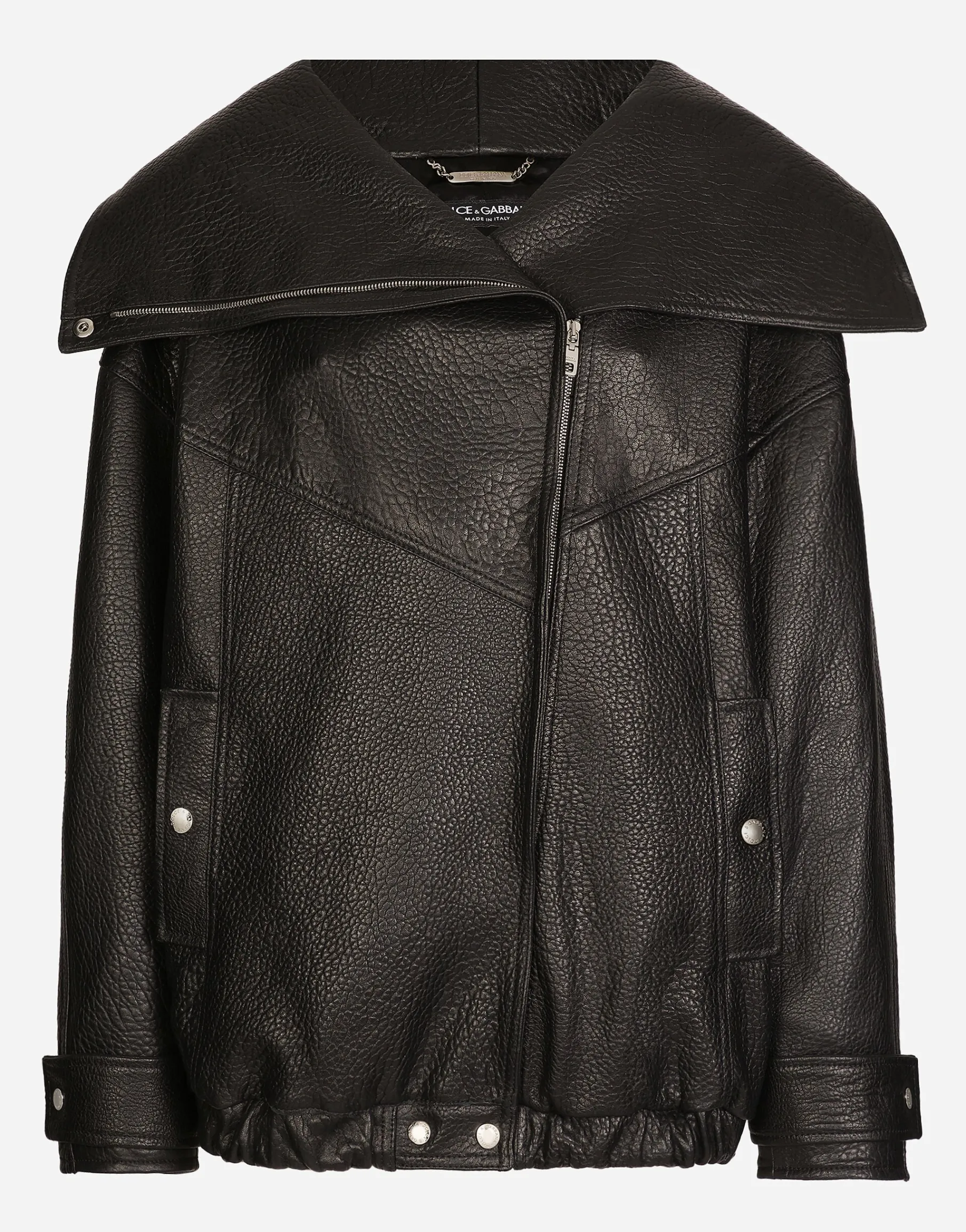 Oversize vegetable-tanned lambskin biker jacket