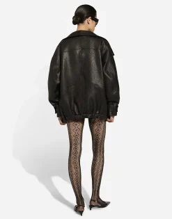Oversize vegetable-tanned lambskin biker jacket
