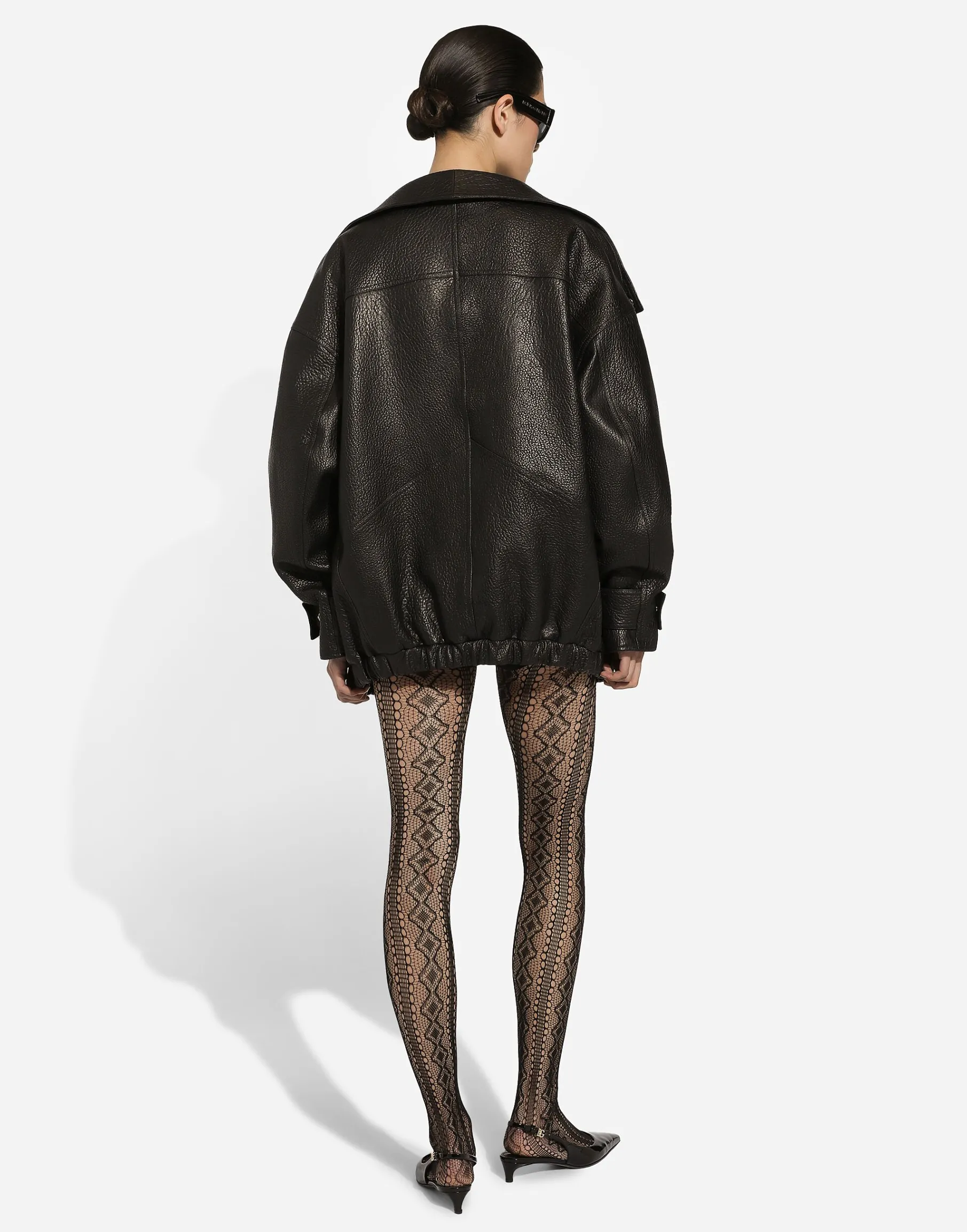 Oversize vegetable-tanned lambskin biker jacket
