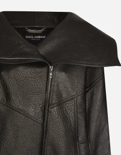 Oversize vegetable-tanned lambskin biker jacket