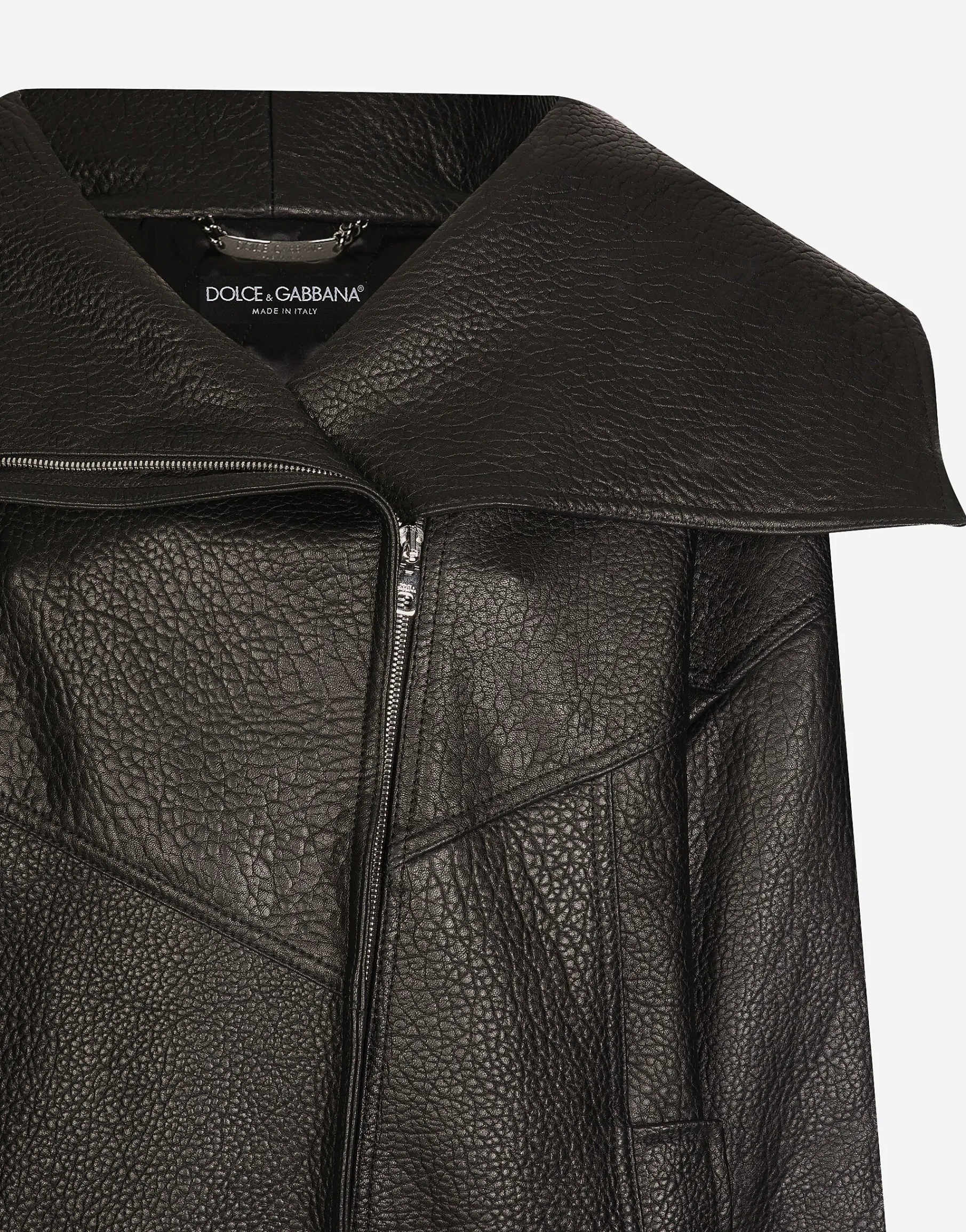 Oversize vegetable-tanned lambskin biker jacket