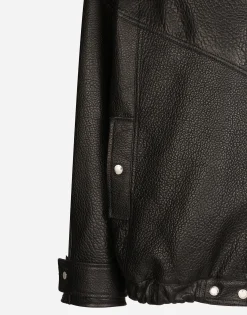 Oversize vegetable-tanned lambskin biker jacket