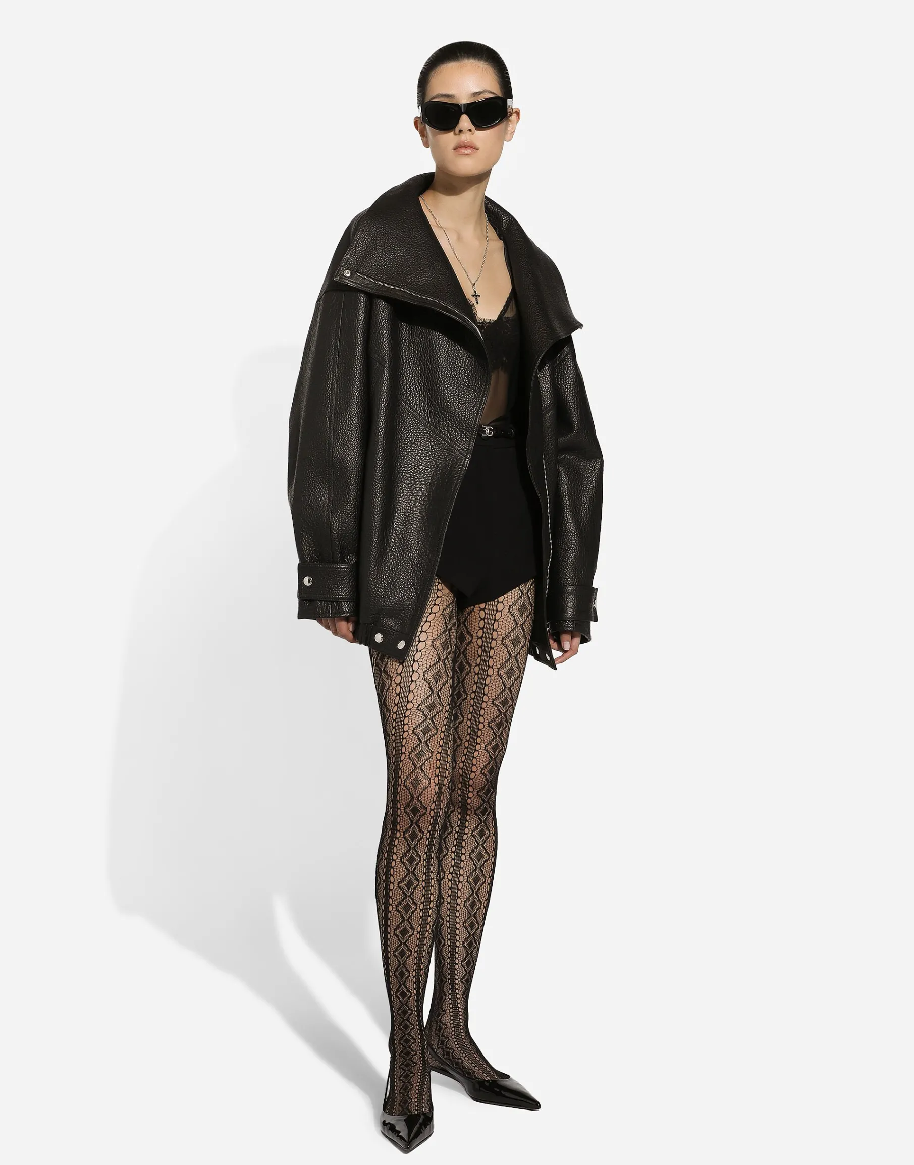 Oversize vegetable-tanned lambskin biker jacket