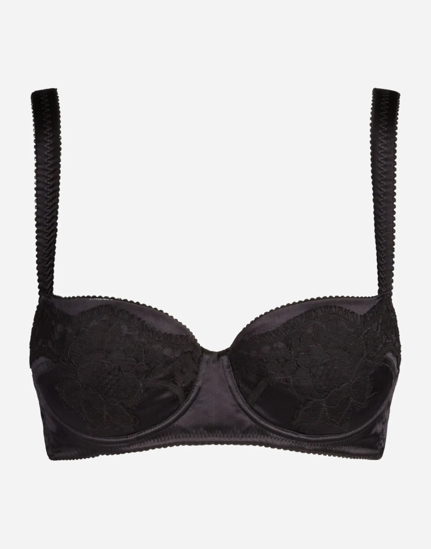 Padded balcony bra in satin with lace