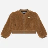 Padded faux shearling bomber jacket